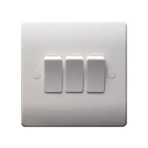 British Standard 10A 3 Gang 2 Way Light Switch