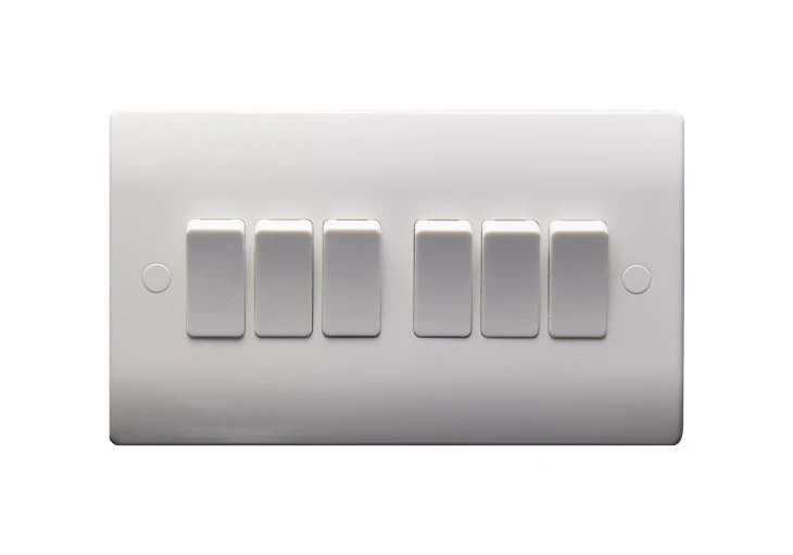 10A 6 Gang 1 Way Light Switch